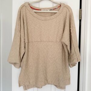 We The Free Beige Textured Ribbed Knit Top